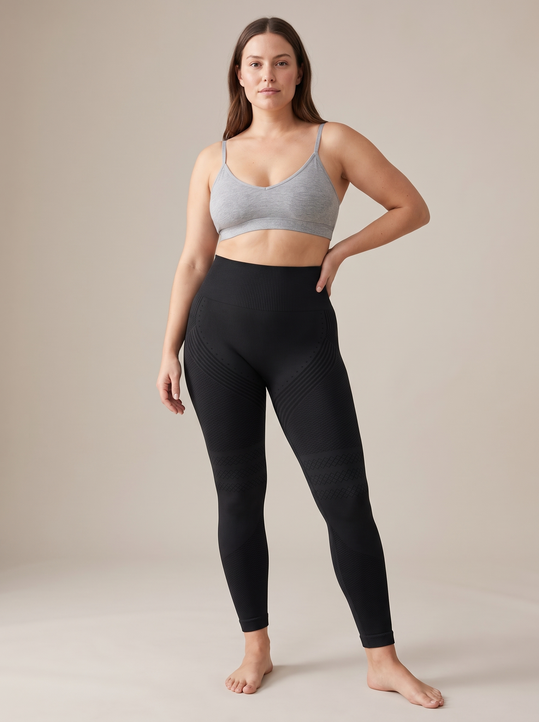 Melloway Shaping Legging zwart - front, zelfverzekerd, studio